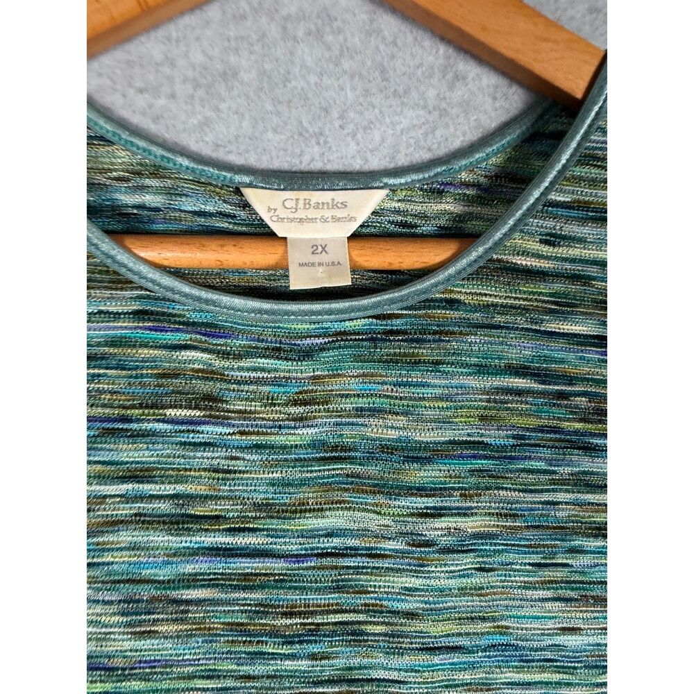 CJ Banks Women's 2X Plus Size Multicolor Space Dye Sleeveless Knit Top 3903 - Picture 2 of 6